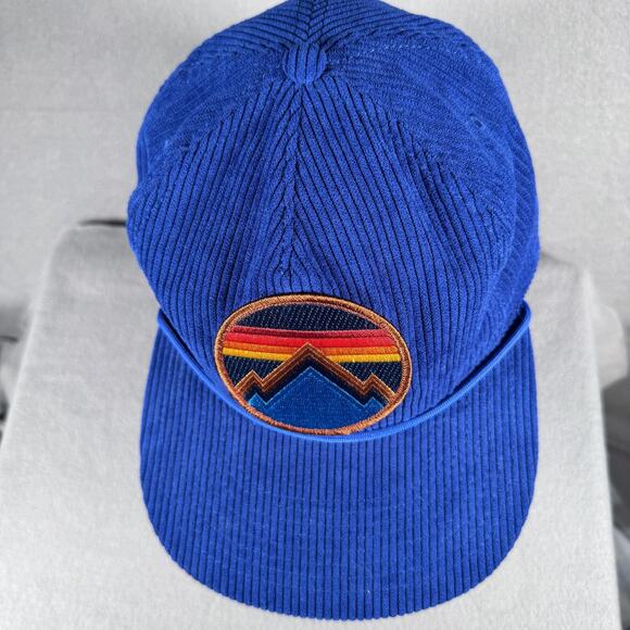 Aviator Nation Hat Cap Snap Back Blue Corduroy Mountain Patch Retro Stripe Mens - Picture 7 of 12